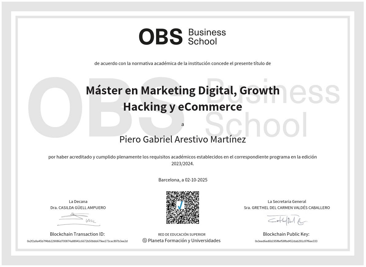 Maestría en Marketing Digital,  Growth Hacking & Ecommerce